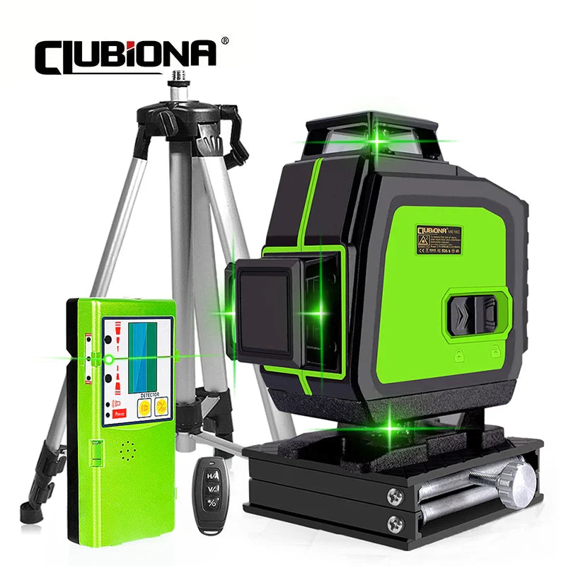 Clubiona 16/12 lines professional Super powerful Green Lines Laser Level With 4000mAh Li-ion Battery Remote Control pulse mode