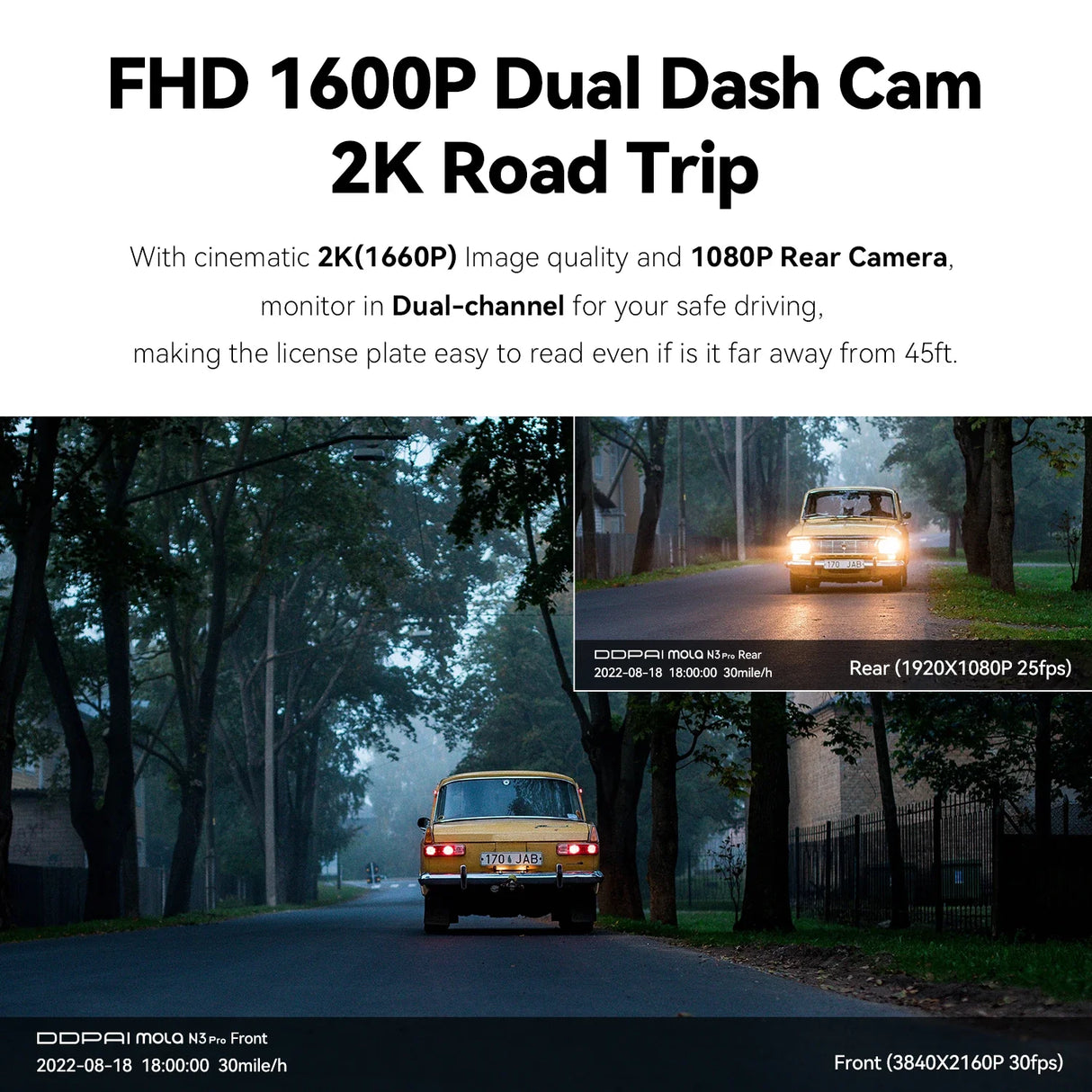 DDPAI Mola N3 Pro  Dash Camera Driving Vehicle Cam Wifi Smart Connect Car Recorder 1600P HD