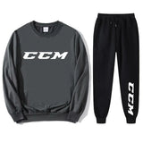 Men's Tracksuit Set Hoodie + Pants Spring Autumn Winter Fleece Warm Sportwear CCM Streetwear Suit Men Clothing