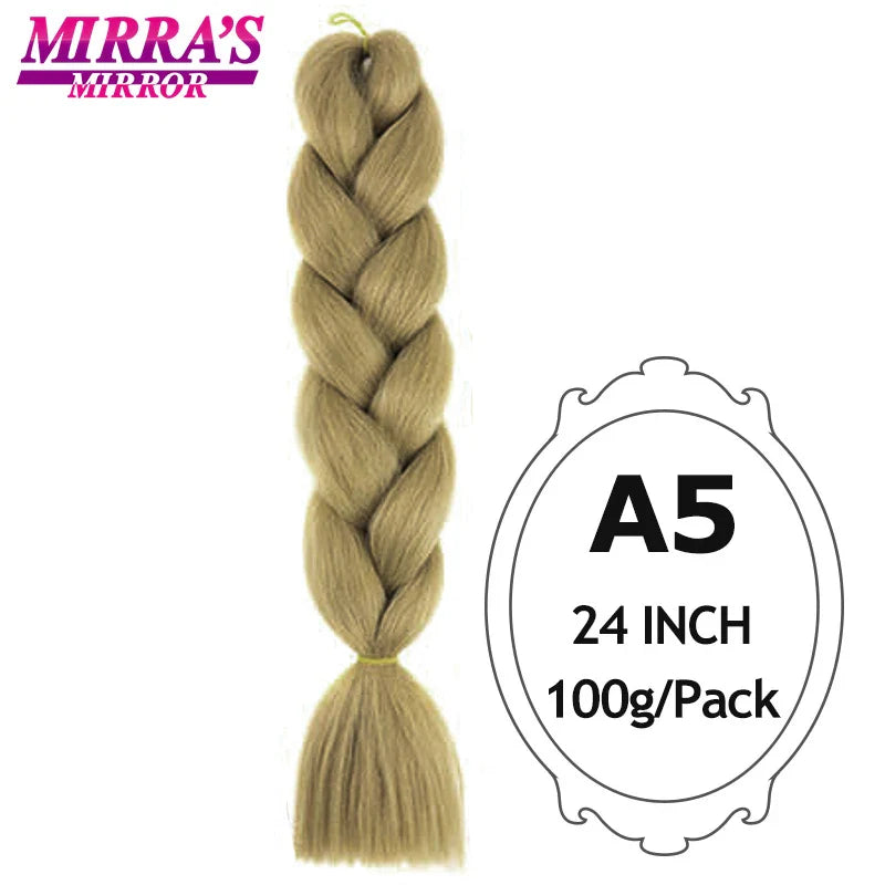 Jumbo Braiding Hair Extensions 24inch Ombre Hair For Braids 5Pcs Box Braid Yaki Texture Synthetic Fiber Fake Hair Mirra’s Mirror