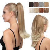 Synthetic Claw Clip In Ponytail Hair Extensions Hairpiece Long Silky Straight Fake Blonde Pigtail With Elastic Band Horse Tail