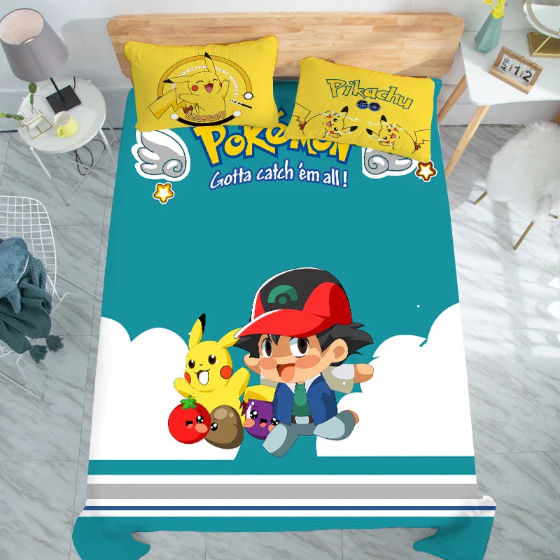 Animation Derivatives Keeppley Pokemon Pikachu Bed Flat Sheet Coverlet Kids Room Bed Sheet Bed Linen Bedding Sets Pillowcases