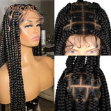 36 Inches Synthetic Knotless Large Square Box Braided Wigs Full Lace Frontal With Baby Hair For Afro American Women Braided Wigs