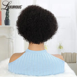 Brazilian Curly Human Hair Wigs With Bang Short Pixie Cut Bob Wig 150% Density Full Machine Made Wigs For Women