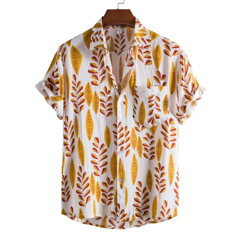 Luxury Original Men's Shirts for Men Free Shipping Men's Clothing Linen Shirt Man Fashion Tiki Blouses Social T-shirts Hawaiian