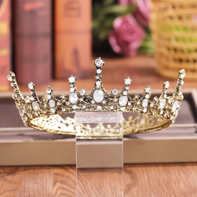 Crystal Rhinestone Round Crown Tiara Hair Jewelry Wedding Hair Accessories Bridal Hair Jewelry Queen Party Crown And Tiaras Gift