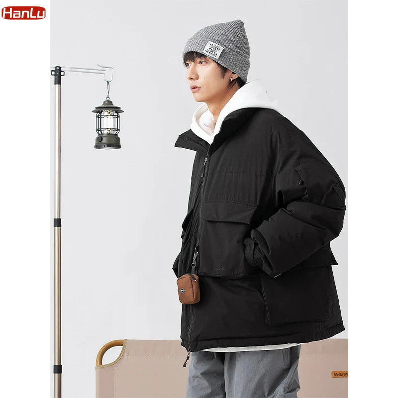 Men Jacket Winter Streetwear Parkas Thicken Warm Many Pocket Down Cotton Padded  Functional Jackets Fashion Casual  Coats Male