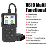 V619 12V Car OBD2 Diagnostic Tools OBD 2 Scanner Check Engine System Battery Tester Code Reader O2 Sensor Test Auto Accessories