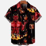 Devil Horror 3d Print Hawaiian Shirt Men Clothes Loose Breathable Men's Shirts Summer Male Shirt Male Clothes Short Sleeve Shirt