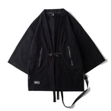 2023 Ribbon Hip Hop Punk Techwear Kimono Oversized Shirts Mens Japan Style Harajuku Casual Cargo Shirt Cloak