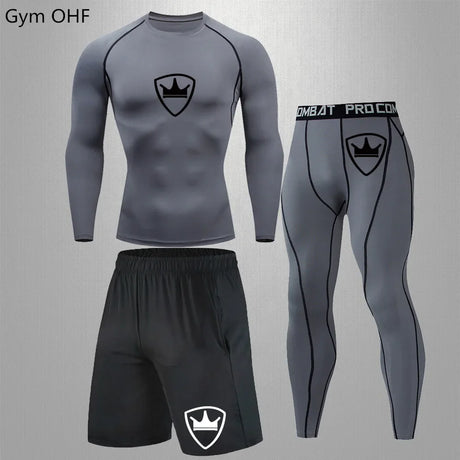 MMA rashgard Men's Sports Suit male Quick drying Sportswear Compression Clothing Fitness Training kit Thermal Underwear legging