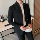 High Quality Fashion All Fashion Casual Solid Color Handsome Smart Casual  Four Seasons  Blazers  Polyester  Single Breasted