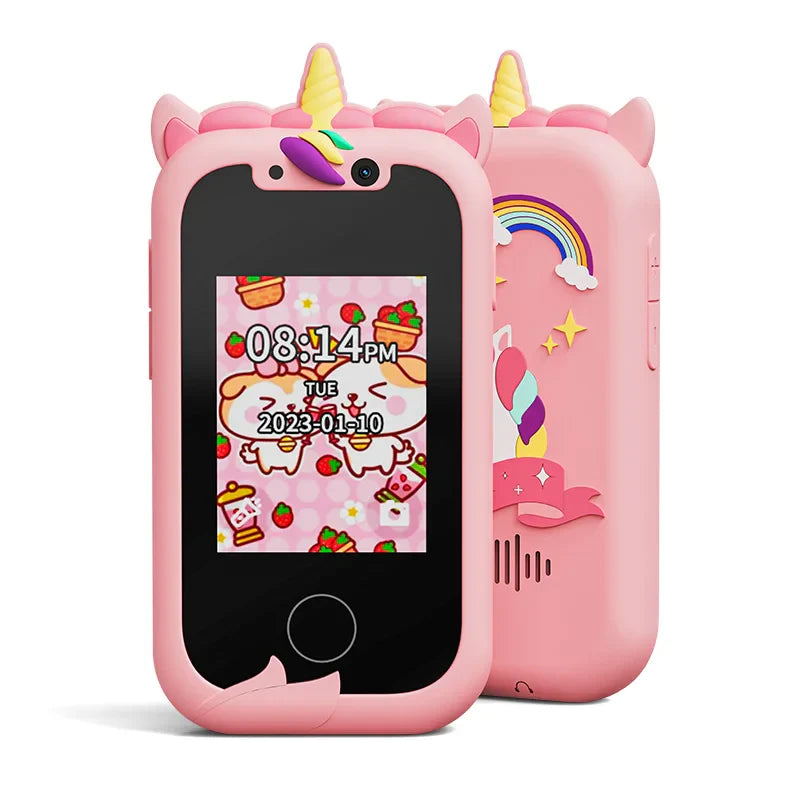 Kids Smart Phone Toys for Girls Unicorns Gifts 2.8 inch Touchscreen Dual Camera Music Player Learn Toys Christmas Birthday Gifts