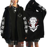 Women Men Anime Zip Hoodies Jujutsu Kaisen Plus Size Zipper Jackets Gojo Satoru Printed Sweatshirt Y2k Harajuku Unisex Hooded