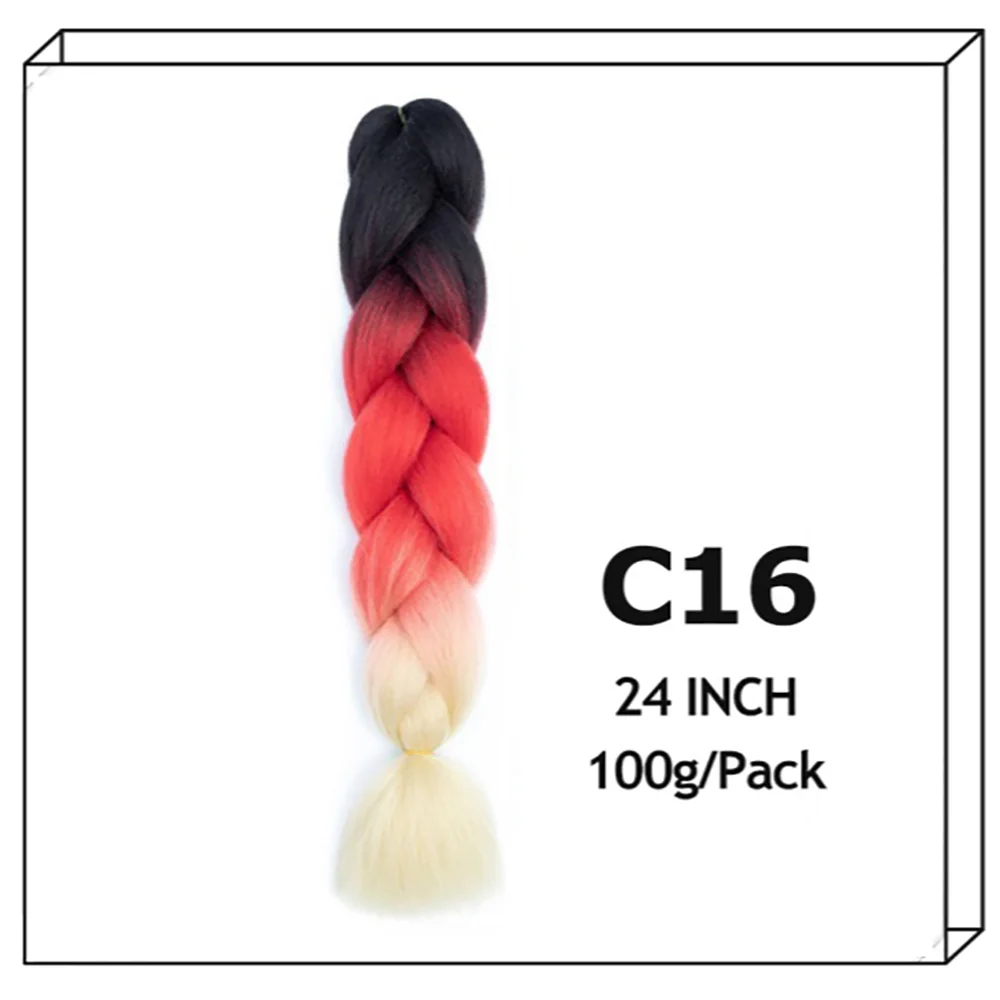 24Inch Synthetic Long Jumbo Ombre Braiding Hair For Women Colorful Braids 100g Rainbow Hair Gray Black Orange Red Yellow Blue