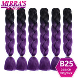 24inch Jumbo Braids Synthetic Hair For Box Braid Ombre Braiding Hair Extensions Three Tone Black Brown Blue Pink Mirra’s Mirror