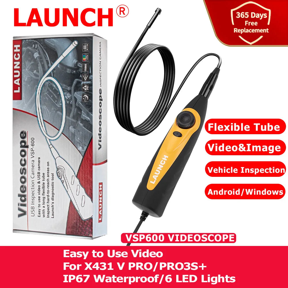 Launch VSP-600 Borescope Inspection Camera IP67 Waterproof VSP600 Videoscope 5.5MM 6 LED Light for X431 Series USB Borescope