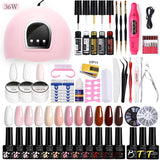 LILYCUTE Manicure Set For Quick Nail Extensions Gel Nail Polish With UV LED Nail Lamp Electric Nail Drill All For Nail Gel Tools