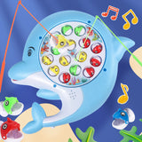 Electric Dolphin Fishing Plate Cute Marine Life Toy suit Puzzle Science Education Class Music Class Rechargeable Model Desktop