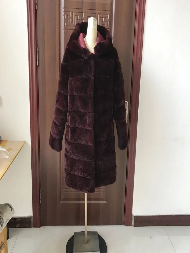 rabbit fur coat rabbit fur jacket Stand collar imported rex rabbit coat stripes rex rabbit fur coat high quality natural fur