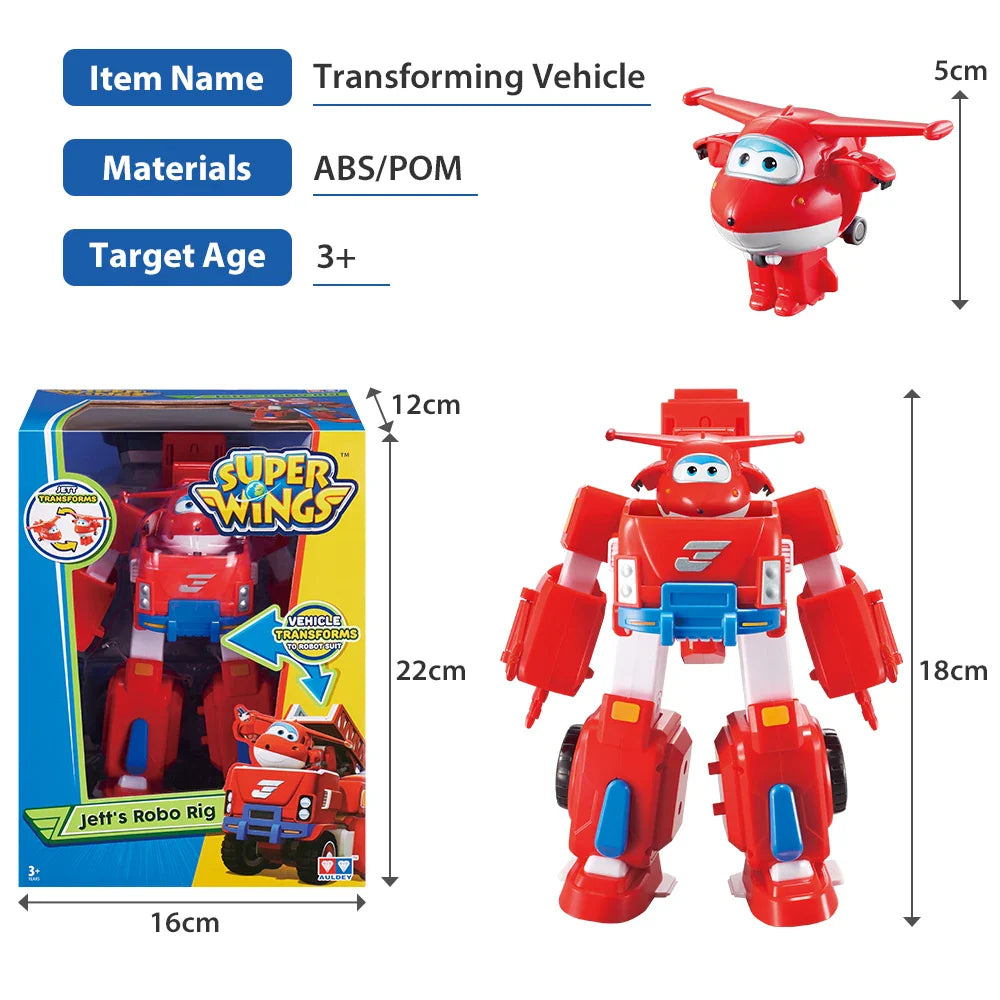 Super Wings 7" Robots Set Transform Vehicle With 2" Deformation Action Figure Robot  Transforming Airplane Toy Kid Birthday Gift