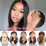 Sun-Ray T Part Lace Front Wig 13*4 Lace Front Human Hair Wigs For Women  Closure Wigs 180 Density Short Straight Bob Wigs