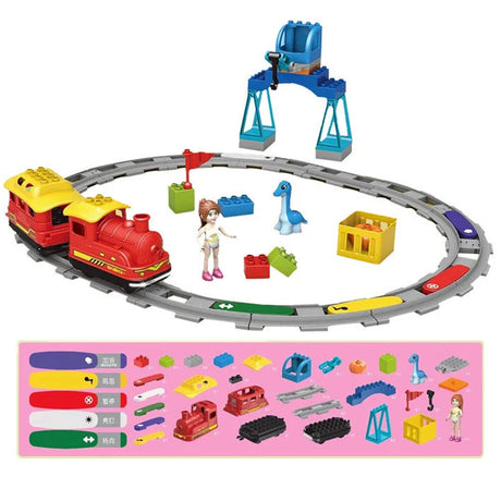 Big Building Block Track Set Electric Intelligent Locomotive Railway Duplo Train Children's Education Programming Assembled Toys