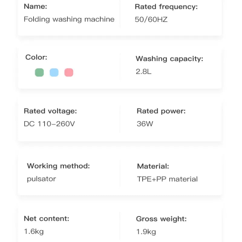 Foldable portable washing machine cleans and saves electricity