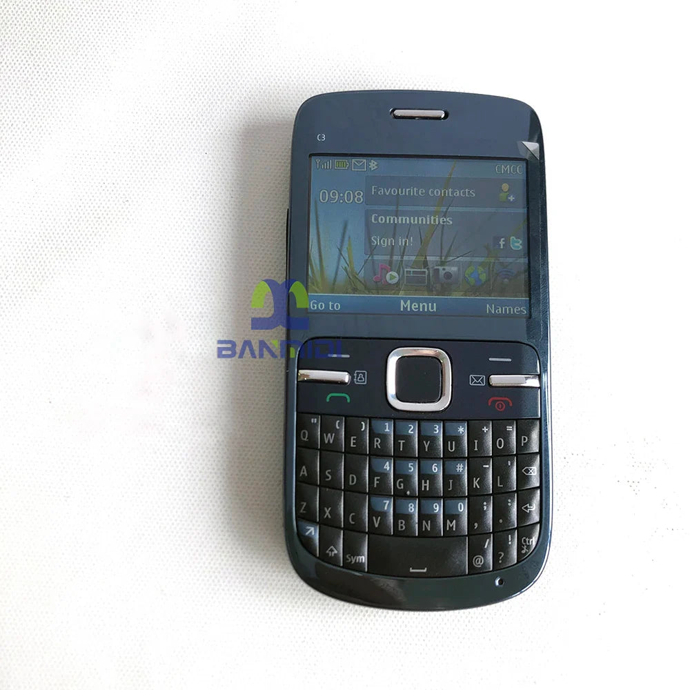 Original GSM Unlocked C3 C3-00 Mobile Cell Phone 2.4" 2MP Qwerty Hebrew Arablic Russian CellPhone. Made in Finland on 2010 Year