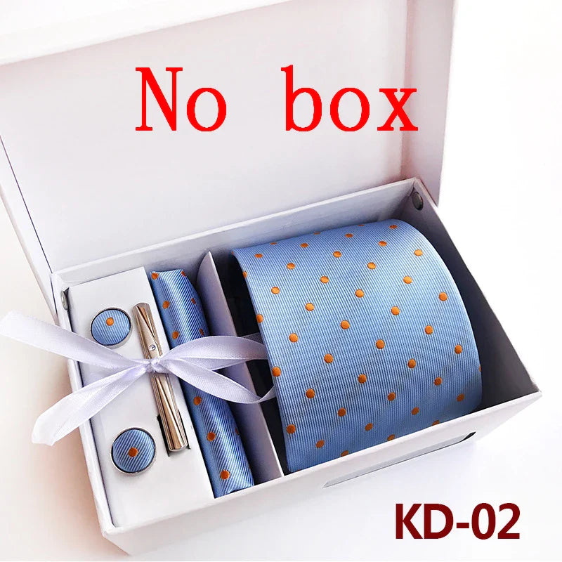 Luxury Tie Set Gift Box For Men Wedding Jacquard Necktie Square Clip Cufflinks Handkerchief Brezo Pour Teal Tie