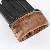 Sheepskin Genuine Leather Men's Gloves Fashion Driving Riding Gloves Warm Cashmere Lined Thin Mittens For Male Free Shipping