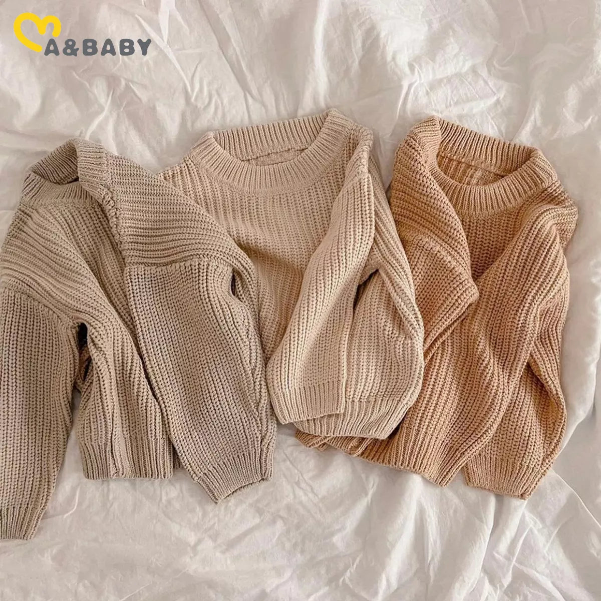 ma&baby 0-6Y Toddler Kid Baby Boy Girl Sweaters Warm Thick Knit Long Sleeeve Solid Color Clothing Fall Winter Clothes