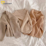 ma&baby 0-6Y Toddler Kid Baby Boy Girl Sweaters Warm Thick Knit Long Sleeeve Solid Color Clothing Fall Winter Clothes