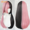 MEIFAN Synthetic Long Straight Lolita Wig with Bangs Wig Girl Cute Mixed Black Red Blonde Cosplay Party Halloween Harajuku Wig