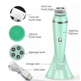 4 Head Electric Facial Cleansing Brush Silicone Rotating Face Scrub Brush Deep Cleaning Skin Peeling Cleanser Exfoliation