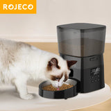 ROJECO Automatic Cat Feeder Pet Smart Cat Food Kibble Dispenser Button Version Smart Control Auto Feeder For Cat Dog Accessories