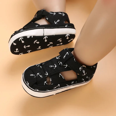 2023Brand NEW 0-18Months Kids Newborn Baby Boys Fashion Summer Soft Crib Shoes First Walker Anti Slip Sandals Shoes Soft Sole