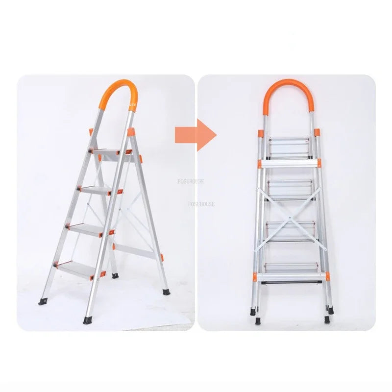 Home Indoor Portable Stairs Modern Telescopic Step Stools Folding Aluminum Ladder Kitchen Multi-function Herringbone Step Ladder