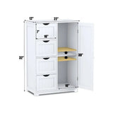 Open Cabinets Wooden 4 Drawer Bathroom Cabinet Storage Cupboard 2 Shelves Free Standing White Home Furniture Auxiliary Organizer