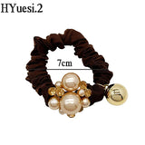 Luxury Rhinestone Pearl Hair Ties Ropes Women Girls Exquisite Elastic Crystal Beaded Ponytail Holder Scrunchies