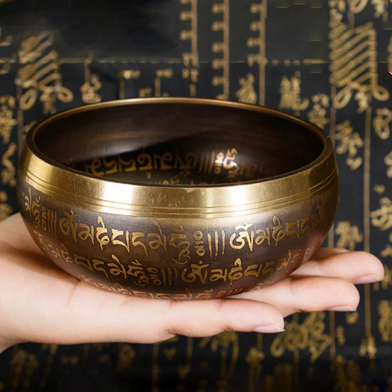 Large Nepal Singing Bowl Handmade Brass Buddhism Tibetan Bowls Yoga Meditation Mindfulness Sound Bowls Percussion Instruments