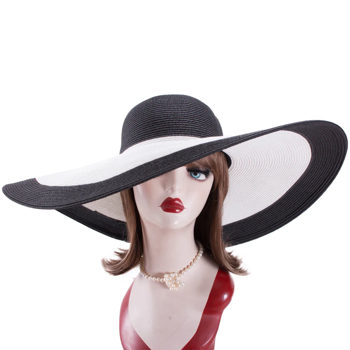 Lawliet 7.1''/18cm Foldable Oversized Huge Wide Brim Sun Beach Straw Hats Wedding Womens Floppy Party Dressy A330