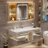 Modern Slate Bathroom Cabinet with Smart Mirror Ceramic Double Washbasin Bathroom Vanity Cabinets Under Sink Bathroom Furniture