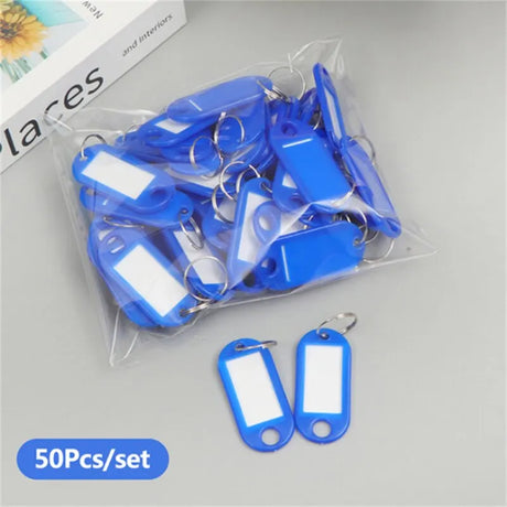 50pcs Colorful Plastic Tags Hotel Number Classification Card Key Tags Label Name Baggage Tag ID Name Tags With Split Ring