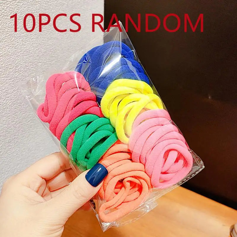 10Pcs Elastic Rubber Band Seamless Gradient Hair Rope Rings Children Cute Colorful Scrunchie Girls Ponytail Hair Accessories