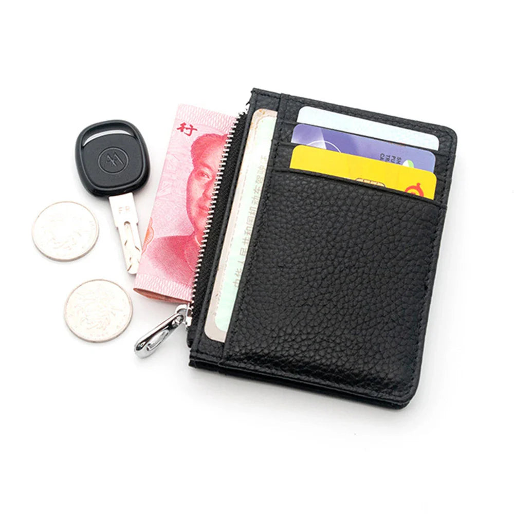 Personalize Initials Mini Wallet 100% Genuine Leather Zipper Coin Purse Card Holder For Men Women Custom Letters Gift Money Bag