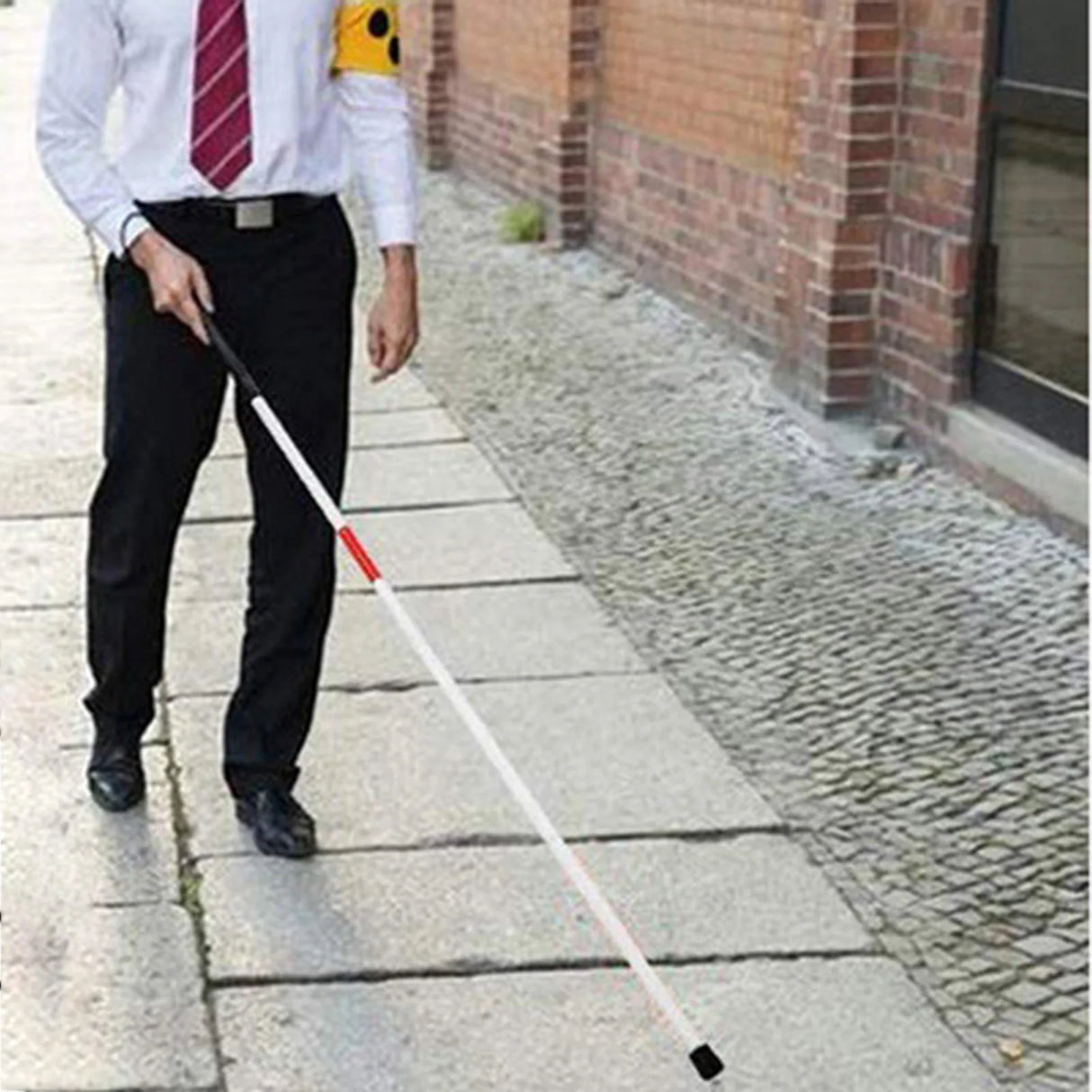 Folding Blind Cane Walking Stick Mobility & Daily Living Aids with Red Reflective Tape for Visually Impaired Men and Women