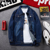 HIQOR Oversize Denim Jacket Male 8xl Men's Fashion Bomber Jacket Cotton Solid Long Sleeve Jacket 2024 New In Jackets Man Coats