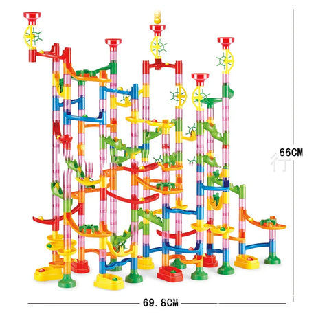 Marble Run Race Track Building Blocks Kids 3D Maze Ball Roll Toy DIY Marble Run Race Coaster Set 80/105/109/133pc Christmas Gift