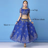 New Bollywood Costume Set Belly Dance Performance Clothes Chiffon Sequin Skirt Set Adult Women Indian Dance Costume Set